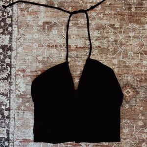 Black tie neck, cut out crop top